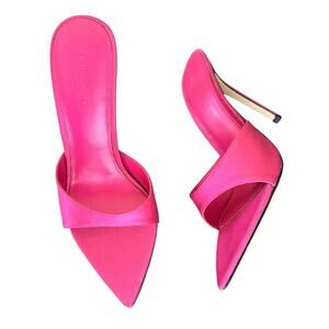 House of CB Women’s Bella Hot Pink Point Toe High Heels Satin Mule Size 38